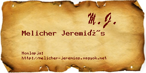 Melicher Jeremiás névjegykártya